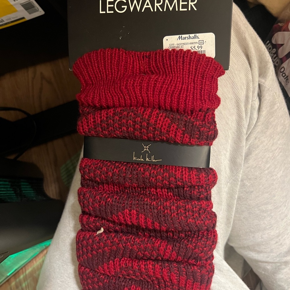 Nicole Miller Red and Black Legwarmers